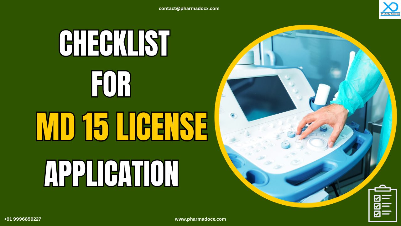 Checklist for MD 15 License Application